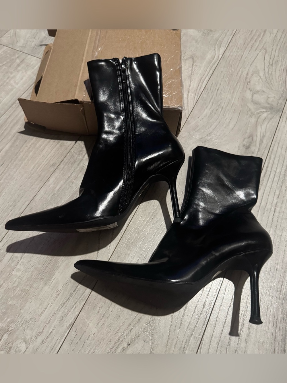 Jeffrey Campbell Black Pointed Stiletto Ankle Boots